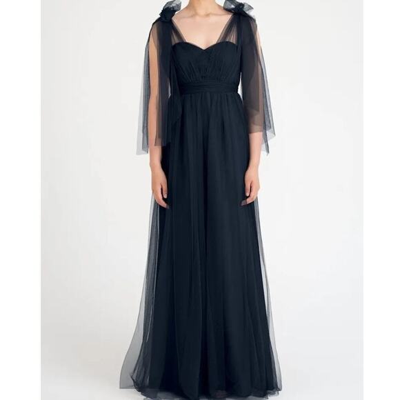 Jenny Yoo Annabelle Convertible Navy Tulle Sweetheart Strapless Dress Size 14 - Picture 2 of 12